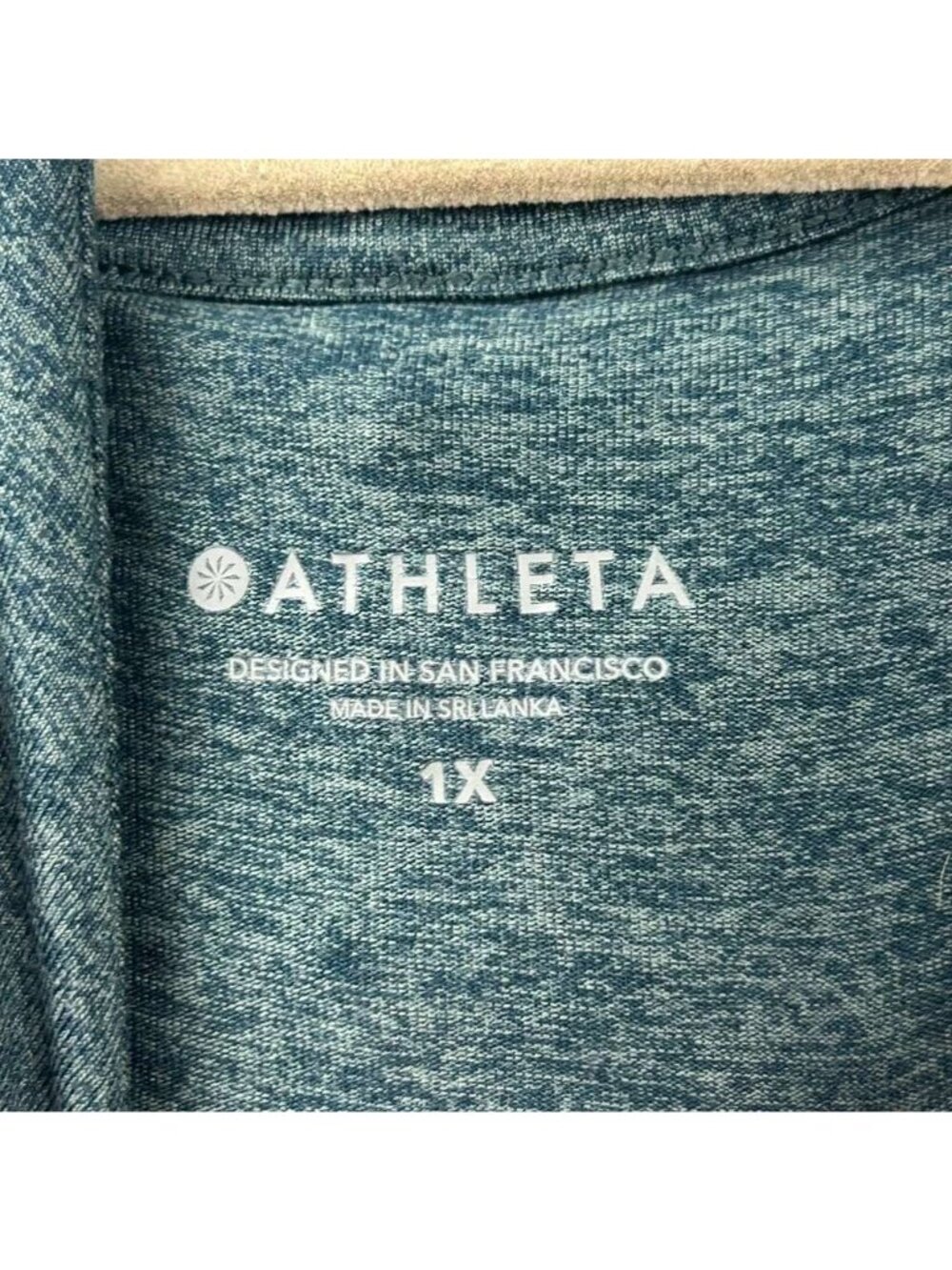 Athleta Uptempo Hoodie Sweatshirt Womens 1X Heather Teal Long Sleeve Thumbholes - Picture 4 of 16